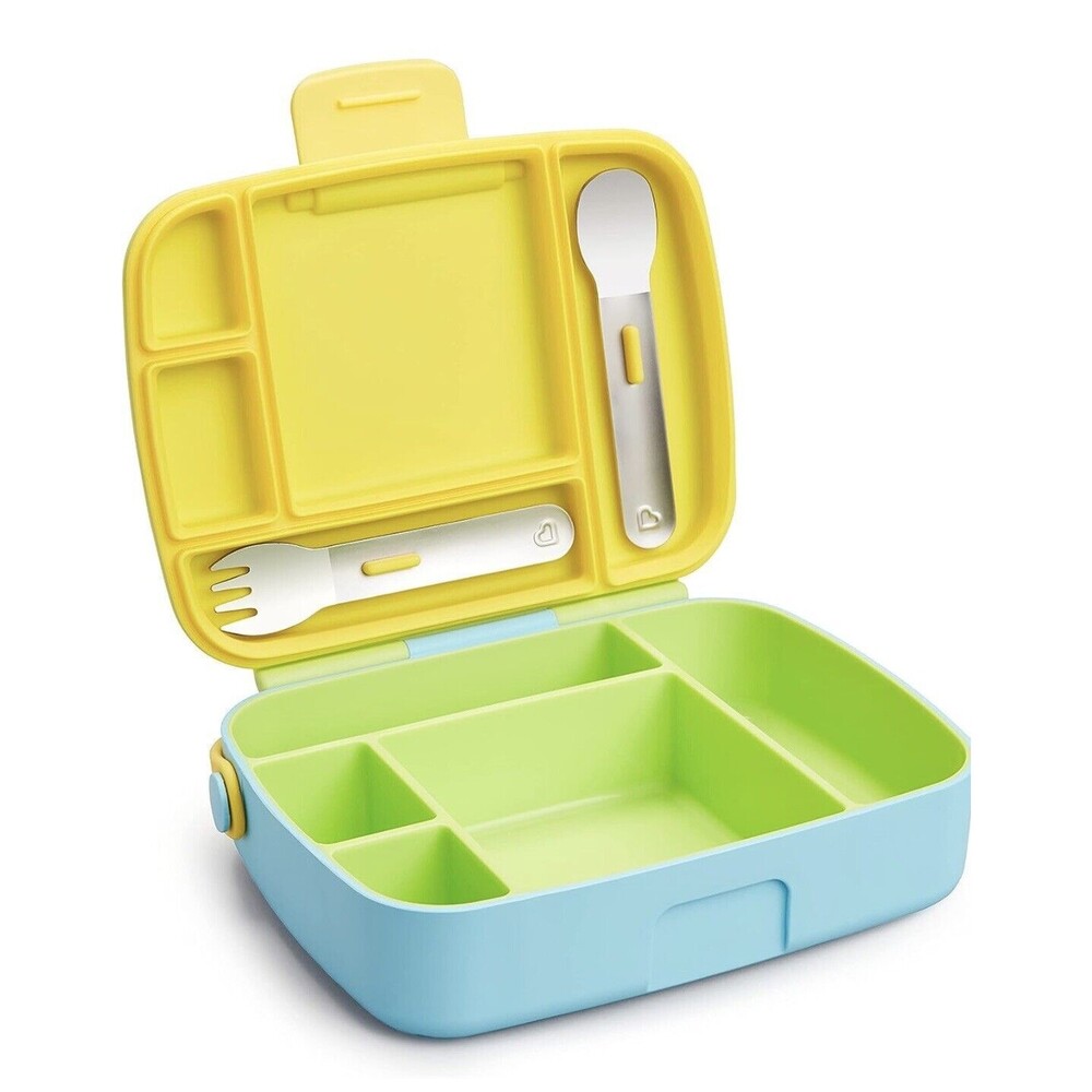 Munchkin Bento Box Toddler Lunch Box  BPA-Free Green/Yellow/Blue Brand New